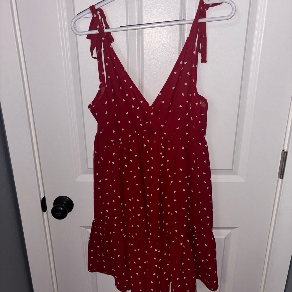 SHEIN Red Heart-Print Summer Dress